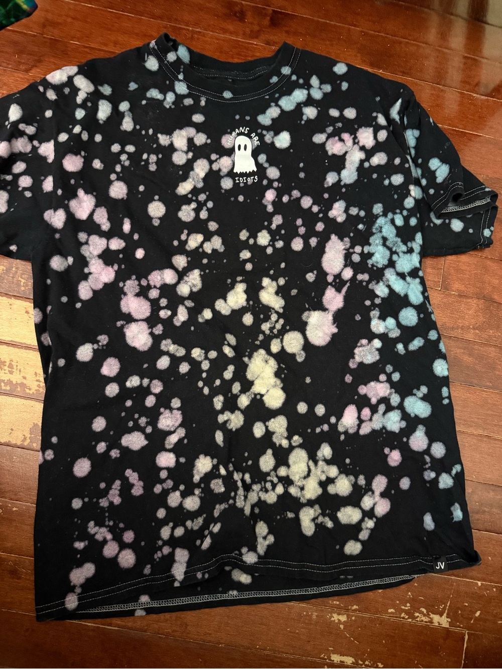 Jac Vanek Black Tie-Dye Spot Tee with Pastel Accents